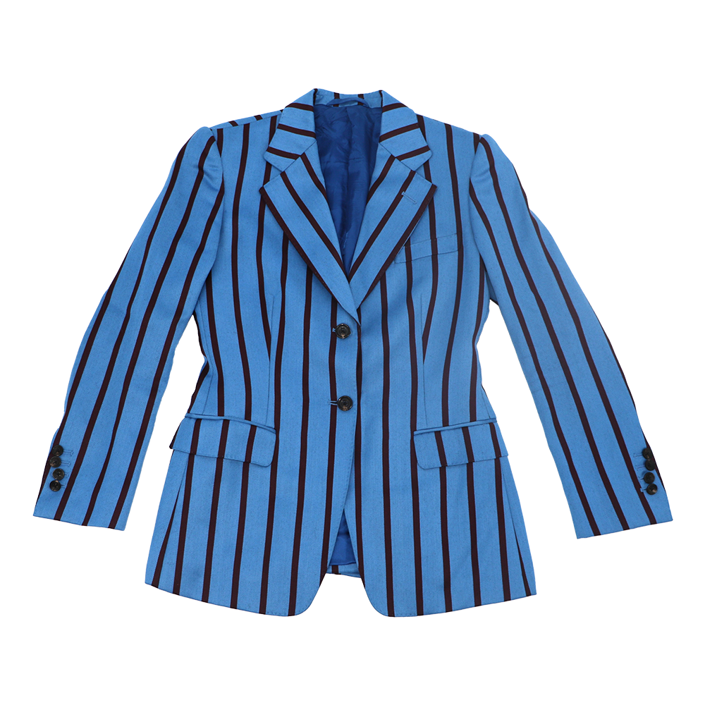 Blue & Maroon striped J.Mueser custom bespoke suit Aly