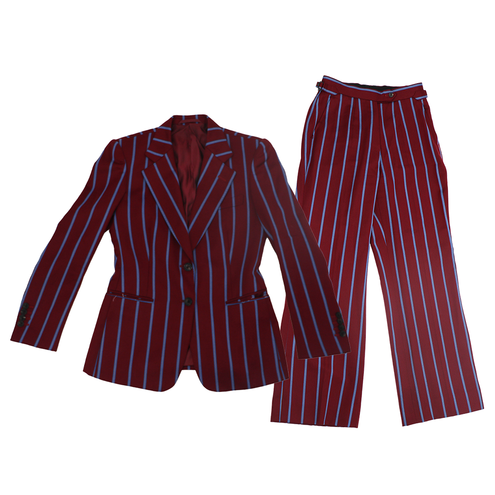 Maroon & Blue striped J. Mueser custom bespoke suit AJ