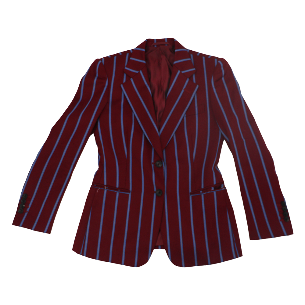 Maroon & Blue striped J. Mueser custom bespoke suit AJ