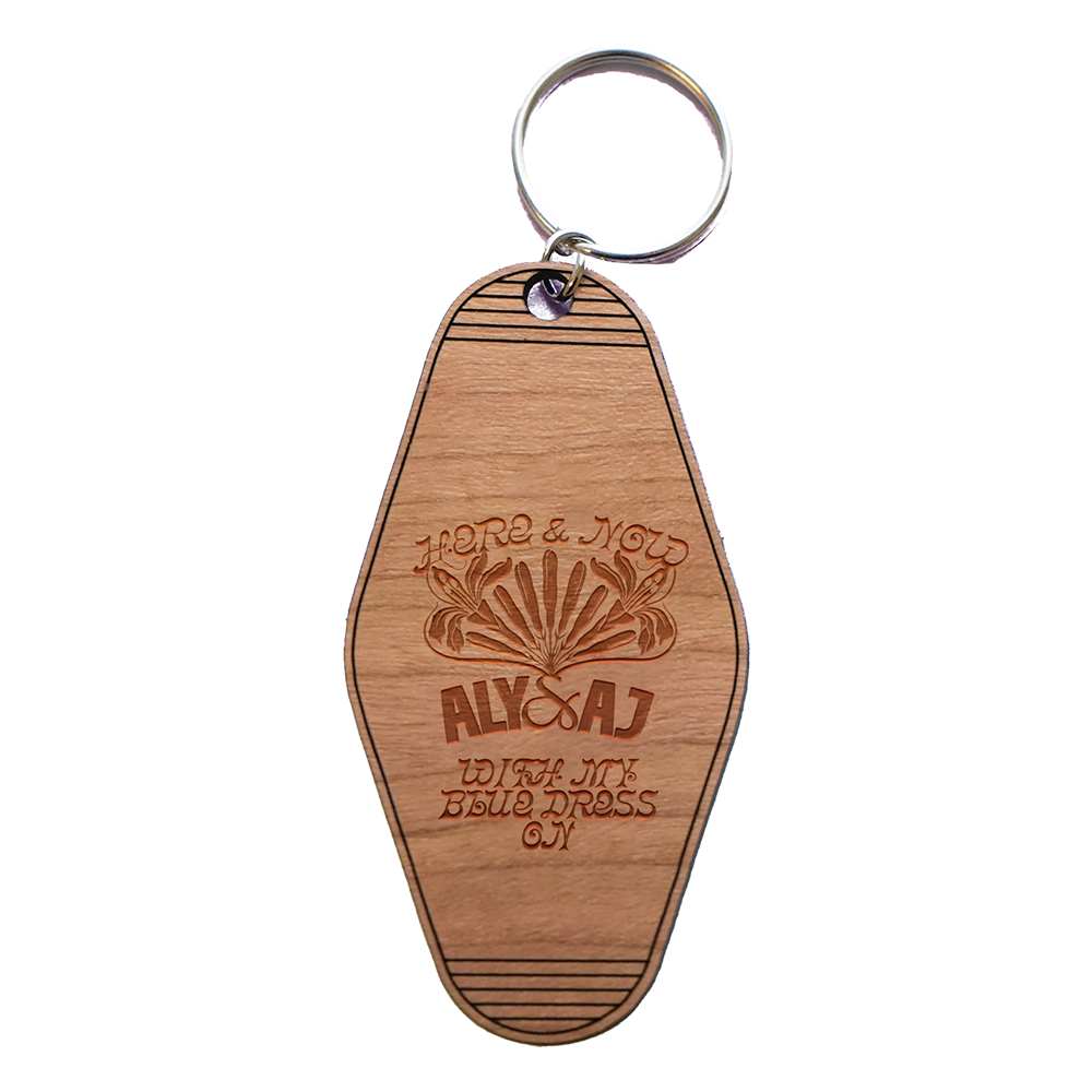 Here and Now Wooden Keychain