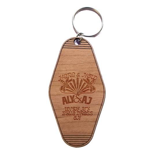 Here and Now Wooden Keychain