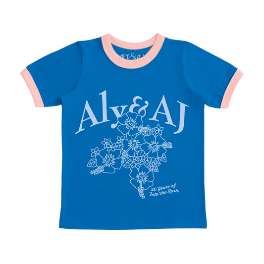 Blue Hibiscus Into the Rush Baby Ringer tee