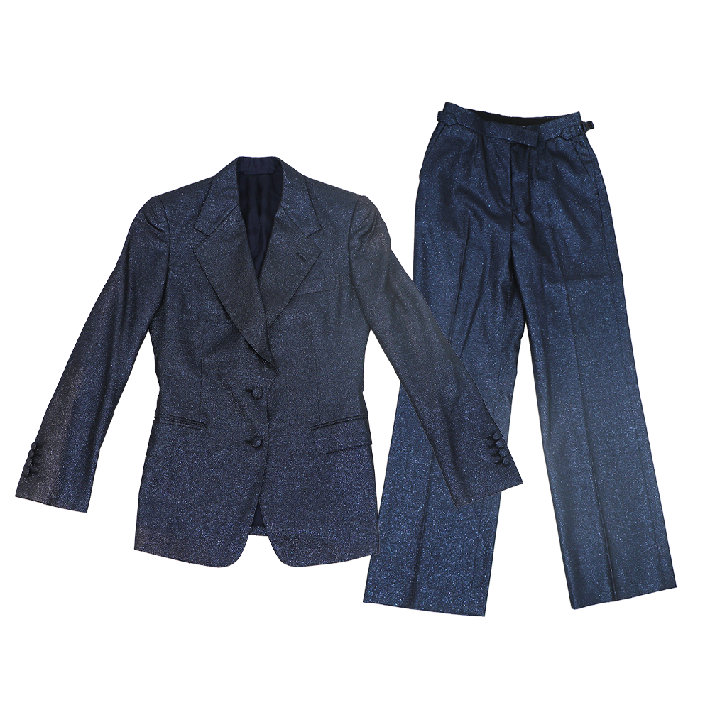 Blue Sparkle J.Mueser custom bespoke suit Aly