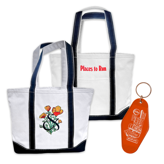 "Places to Run" Embroidered Tote Bag