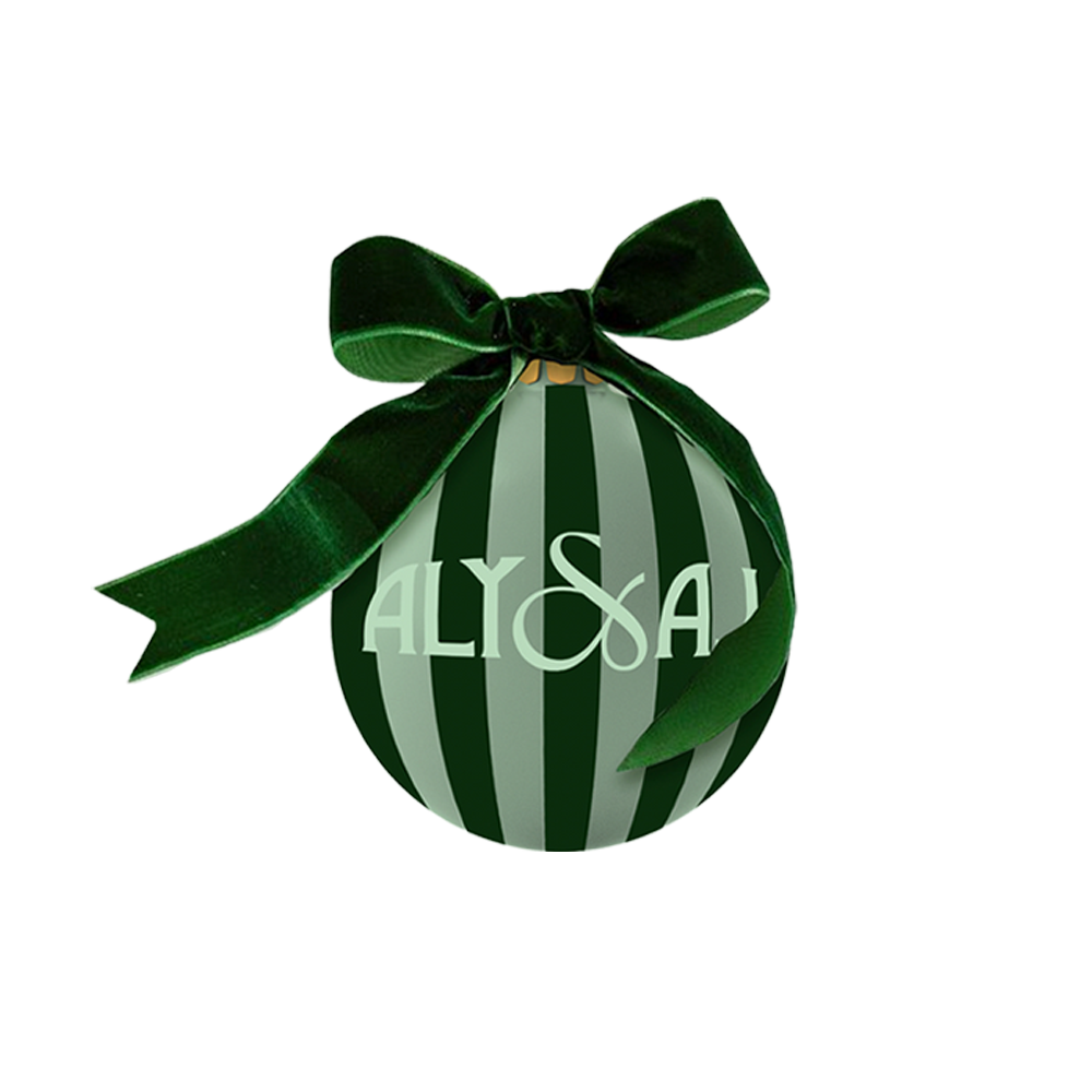 ALY & AJ GREEN STRIPED ORNAMENT