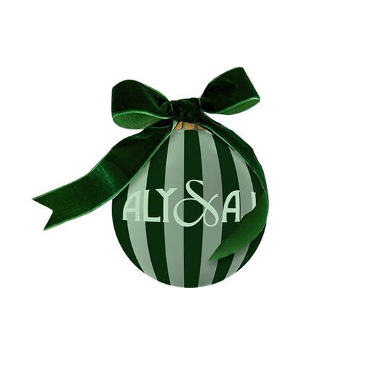 ALY & AJ GREEN STRIPED ORNAMENT