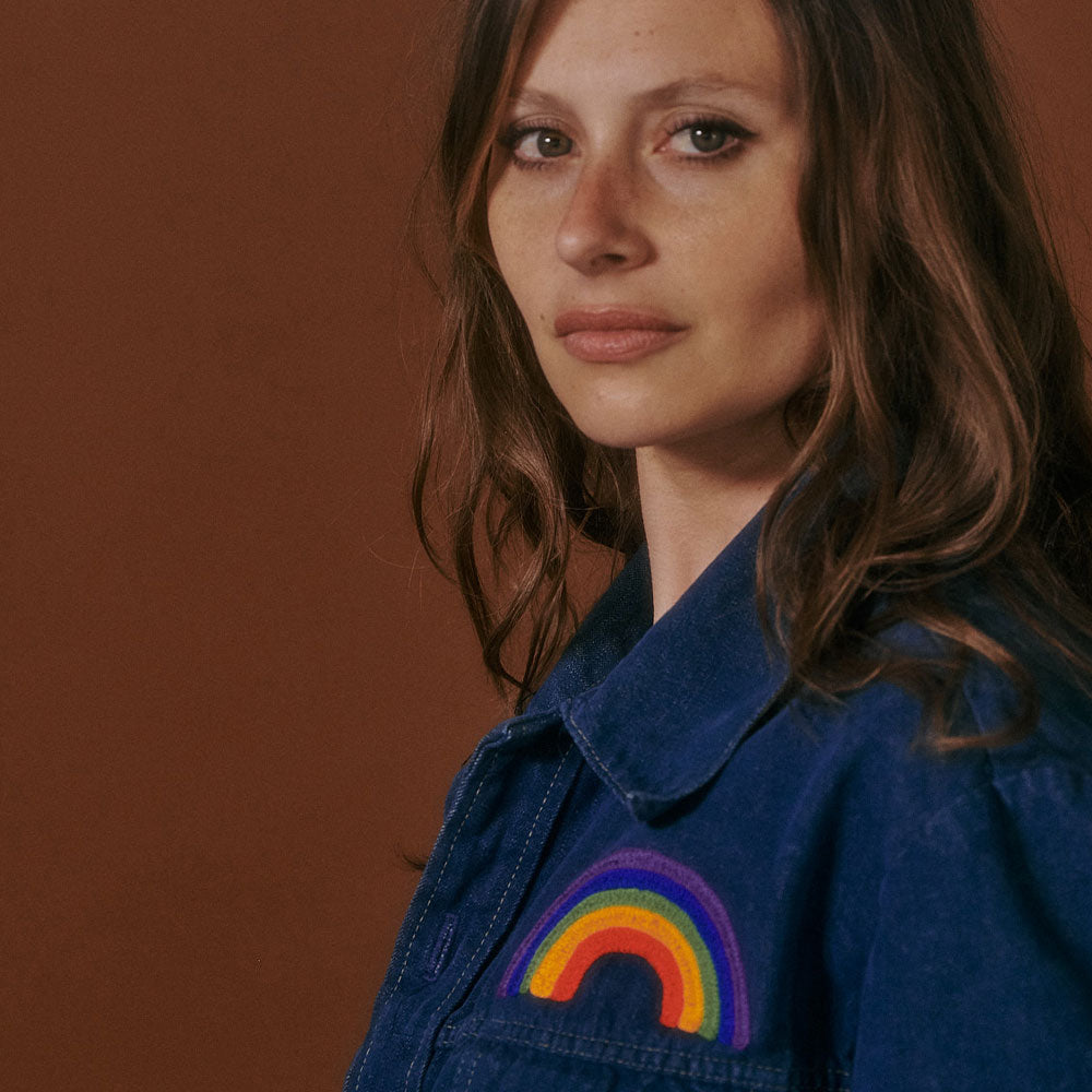 70's Rainbow Denim Jacket in X-Large
