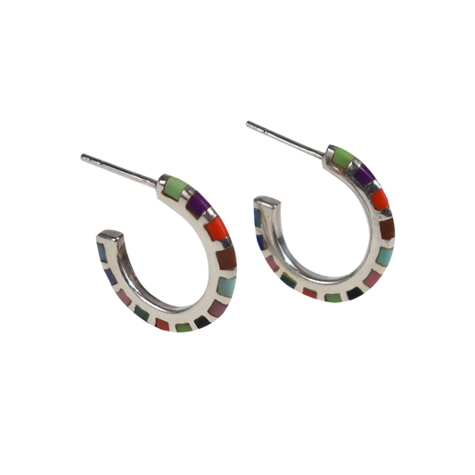 Silver/Multi/Colorful Hoop Earrings by Casa Shop